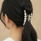 Pearl Beaded Clear Claw Hair Clip – hair accessories (view 3)