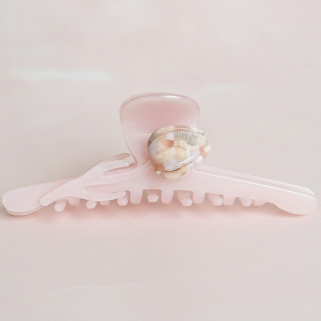 Pearl Shell Translucent Hair Claw - Light Pink 12cm