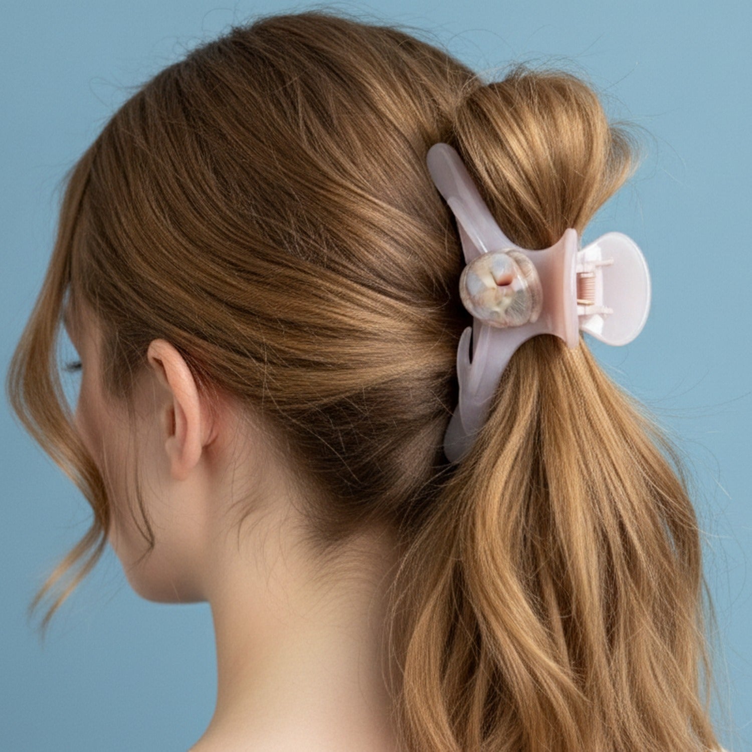 Pearl Shell Translucent Hair Claw - Light Pink 12cm