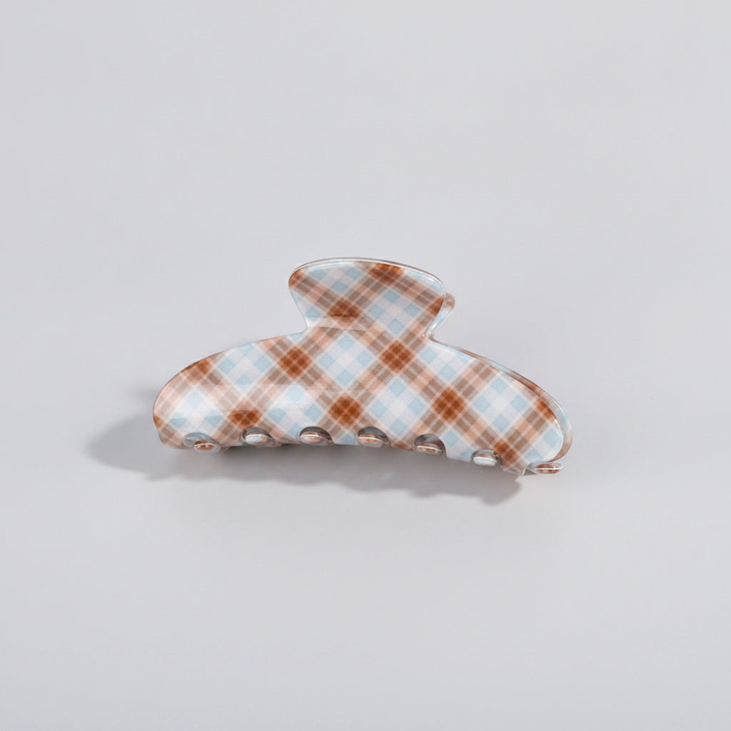Plaid Hair Claw Clip With Pearl Accents – hair accessories (view 1)