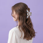 Plaid Hair Claw Clip With Pearl Accents – hair accessories (view 2)