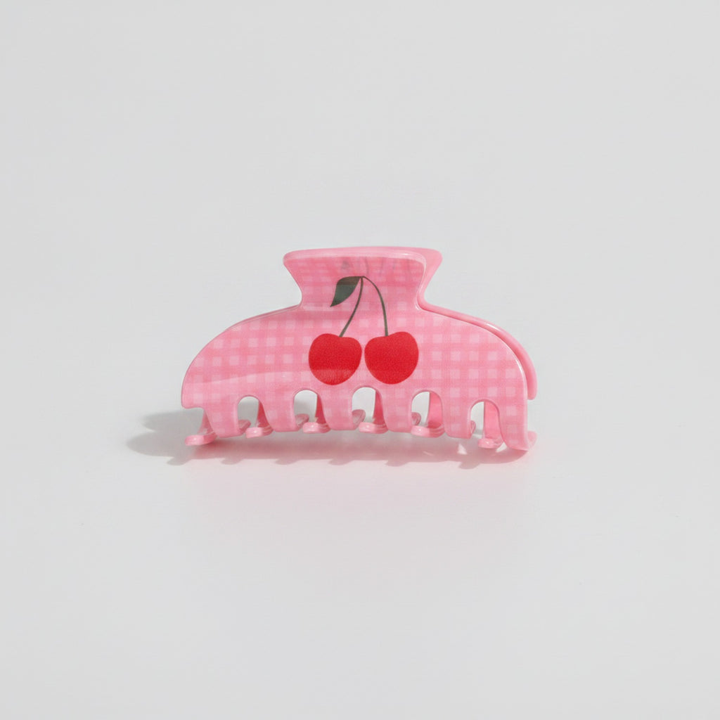 Pink Cherry Heart Hair Claw Clip – hair accessories (view 1)