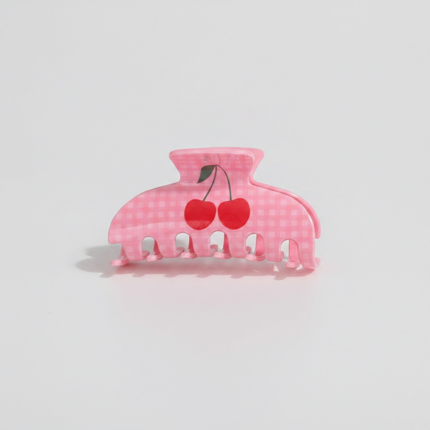 Pink Cherry Heart Hair Claw Clip