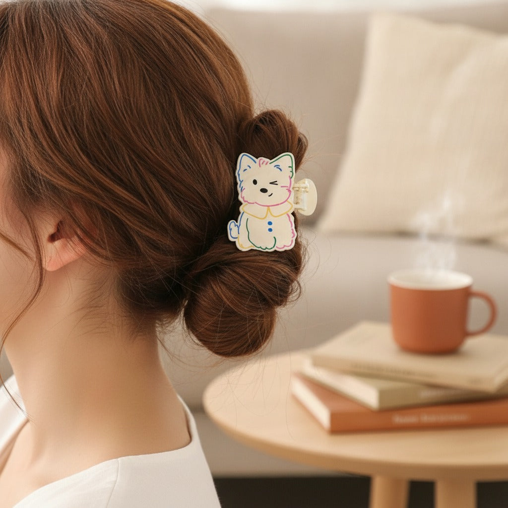 Colorful Rainbow Kitty Hair Claw Clip – hair accessories (view 2)