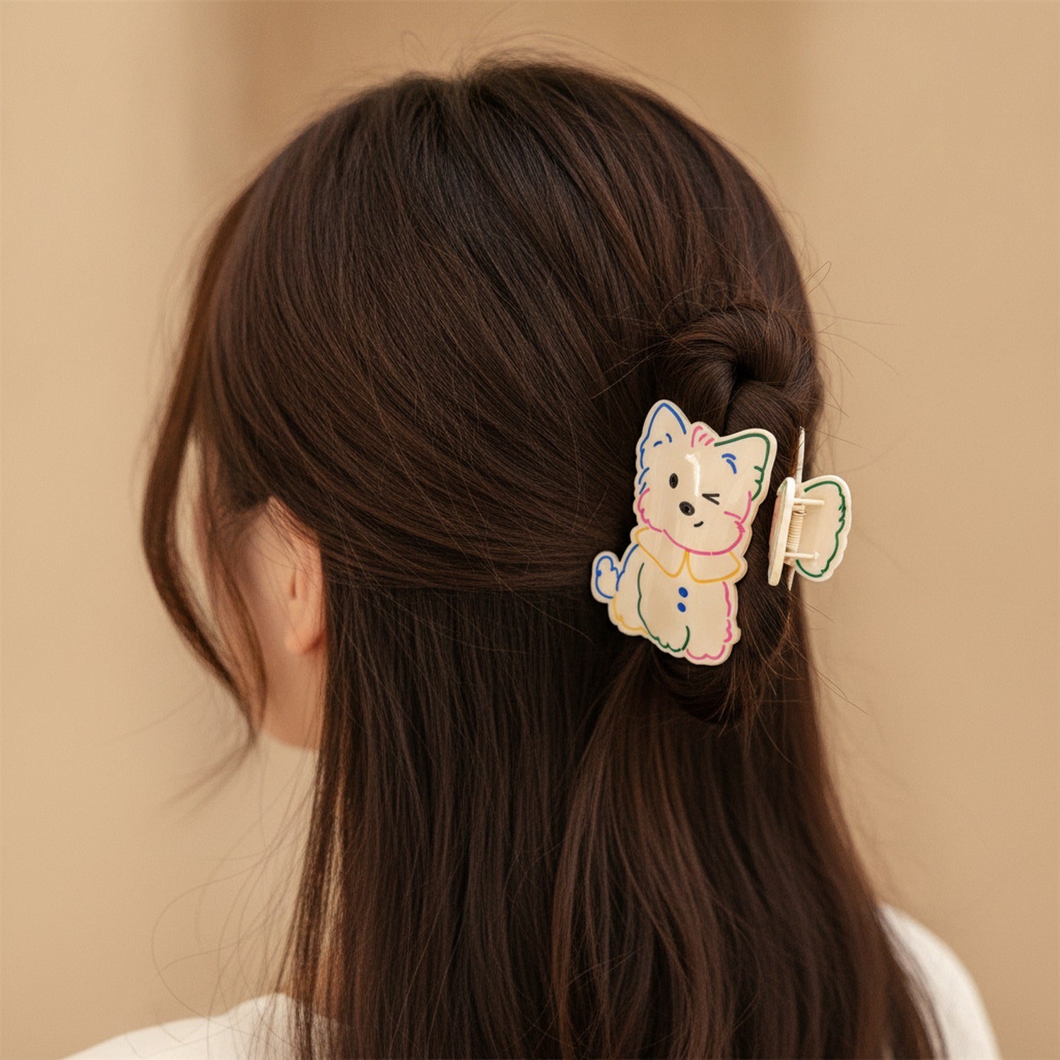 Colorful Rainbow Kitty Hair Claw Clip