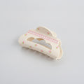 Cream Floral Pearl Hair Claw Clip – hair accessories (view 1)