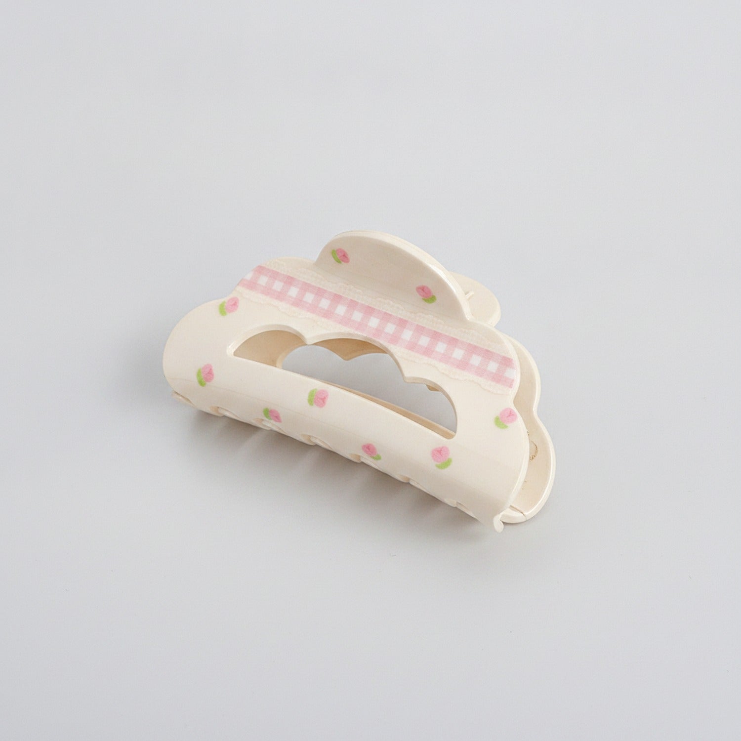 Cream Floral Pearl Hair Claw Clip