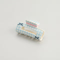 Blue Gingham Hair Claw With Bow Detail – hair accessories (view 1)