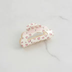 Cream Pink Leopard Print Hair Claw Clip – hair accessories (view 3)