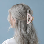 Cream Pink Leopard Print Hair Claw Clip – hair accessories (view 2)