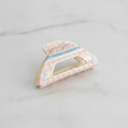 Pink Gingham Hair Claw With Blue Bow Detail – hair accessories (view 2)