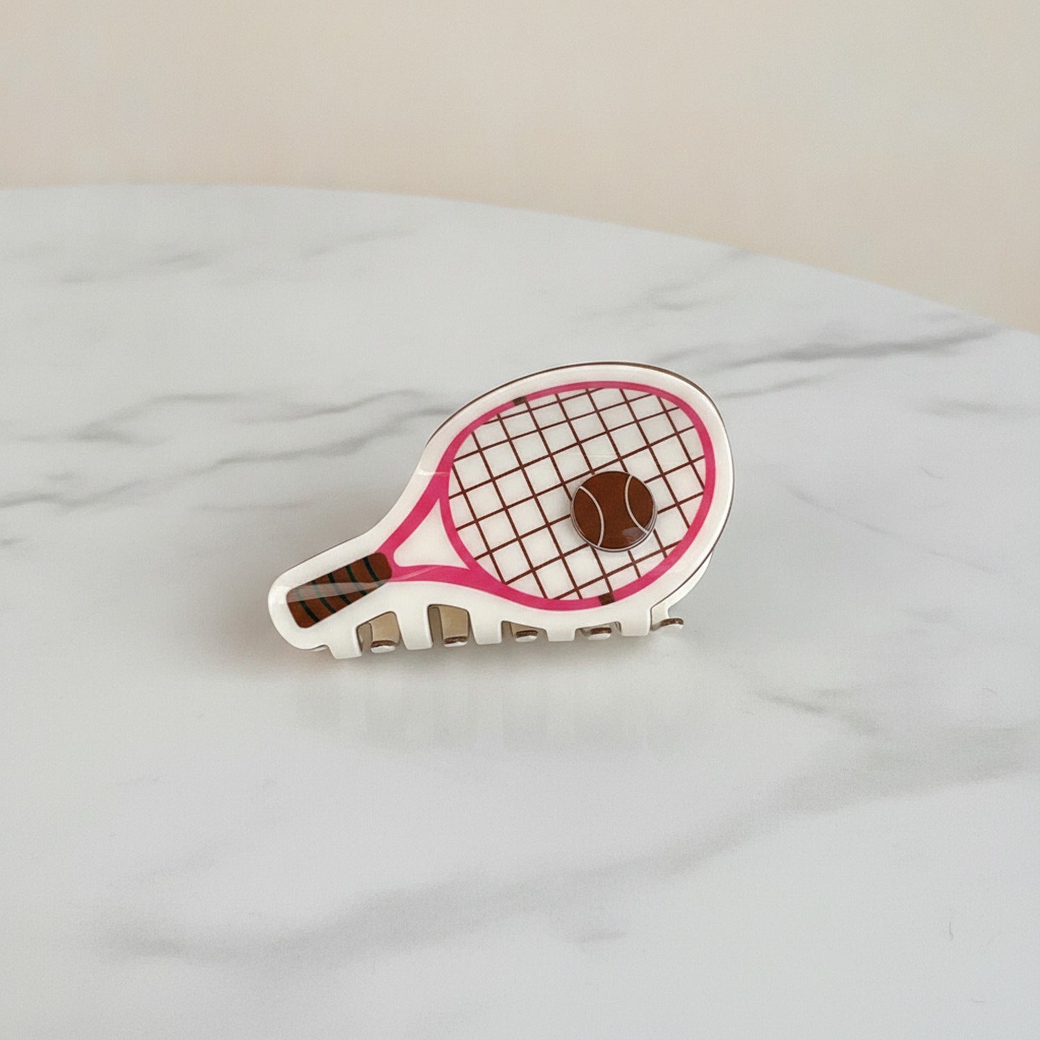 Tennis Racket Pink Hair Claw Clip