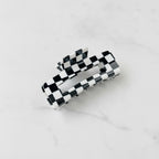 Hair Claw Clip - Black & White Check 10.5cm – hair accessories (view 3)