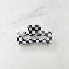Hair Claw Clip - Black & White Check 10.5cm