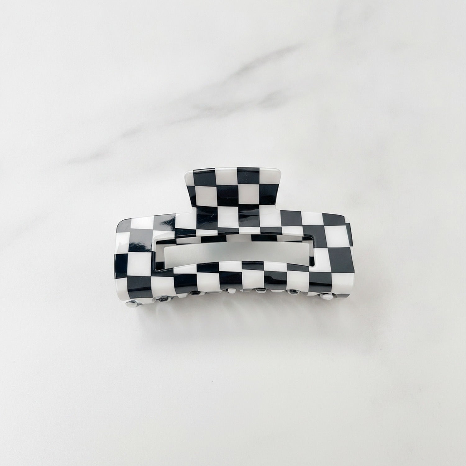 Hair Claw Clip - Black & White Check 10.5cm