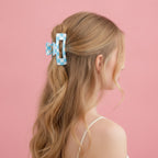 Hair Claw Clip - Blue White Grid 10.5cm – hair accessories (view 2)