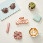 Hair Claw Clip - Pink Plaid – hair accessories (view 3)