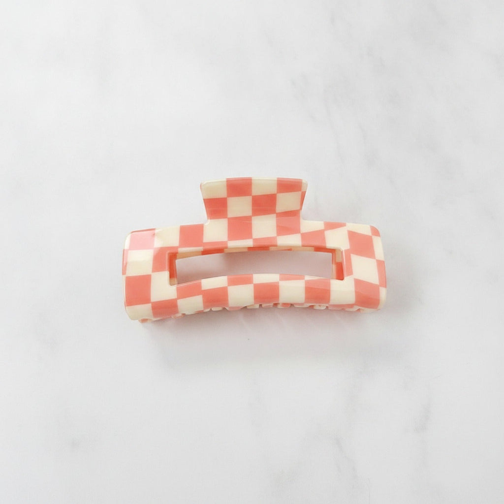 Hair Claw Clip - Pink Plaid