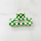 Hair Claw Clip - Green Grid 10.5cm