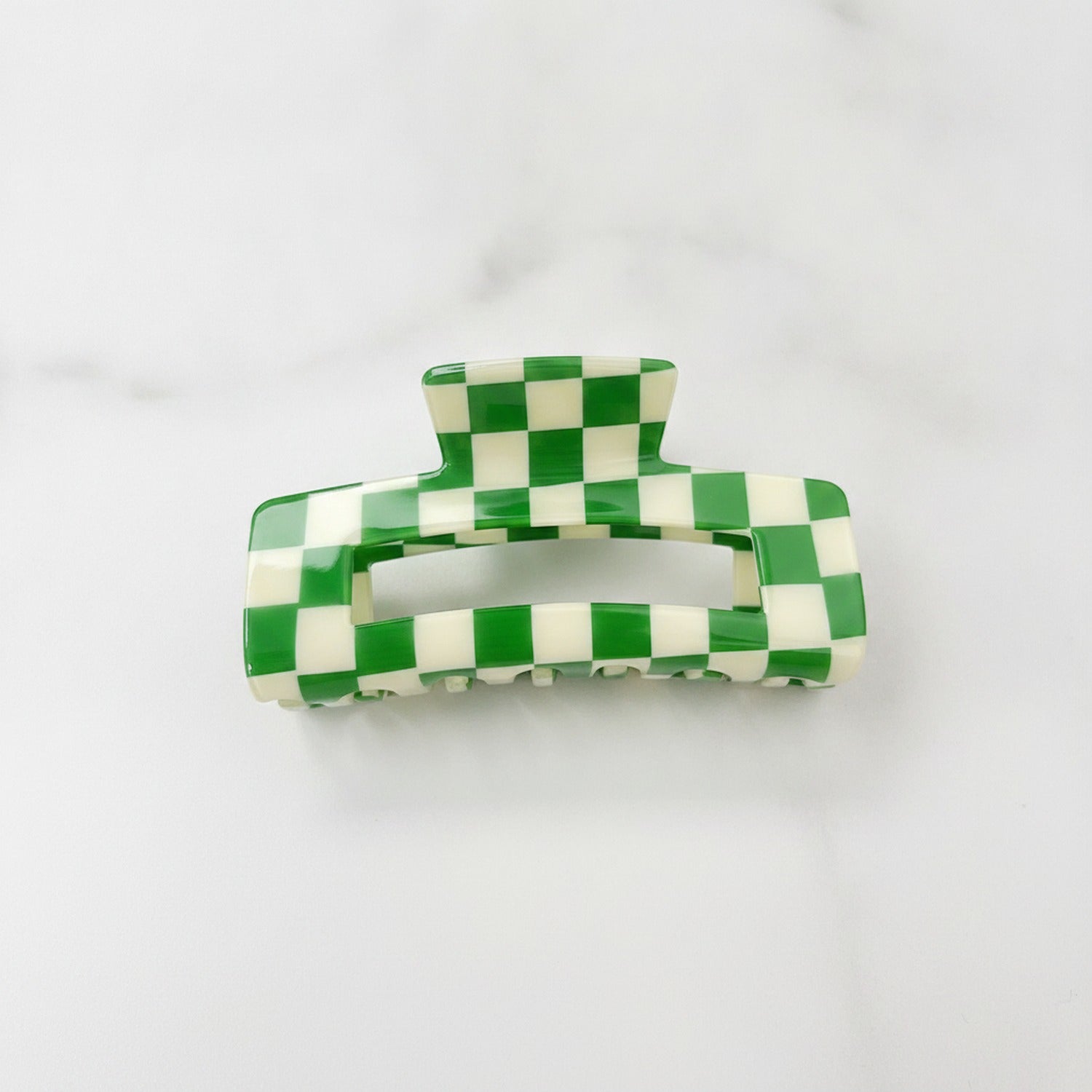 Hair Claw Clip - Green Grid 10.5cm
