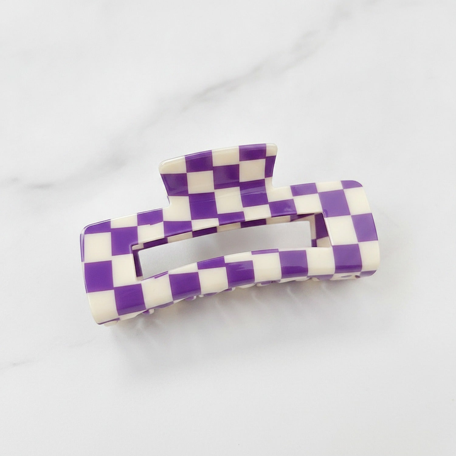 Hair Claw Clip - Purple Grid 10.5cm