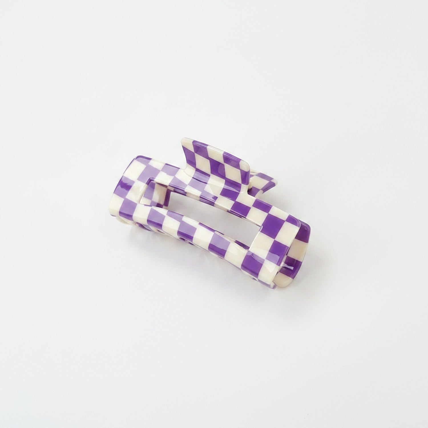 Hair Claw Clip - Purple Grid 10.5cm