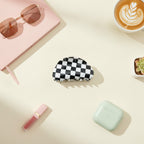 Hair Claws - Black White Grid 8.5cm – hair accessories (view 2)