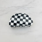 Hair Claws - Black White Grid 8.5cm