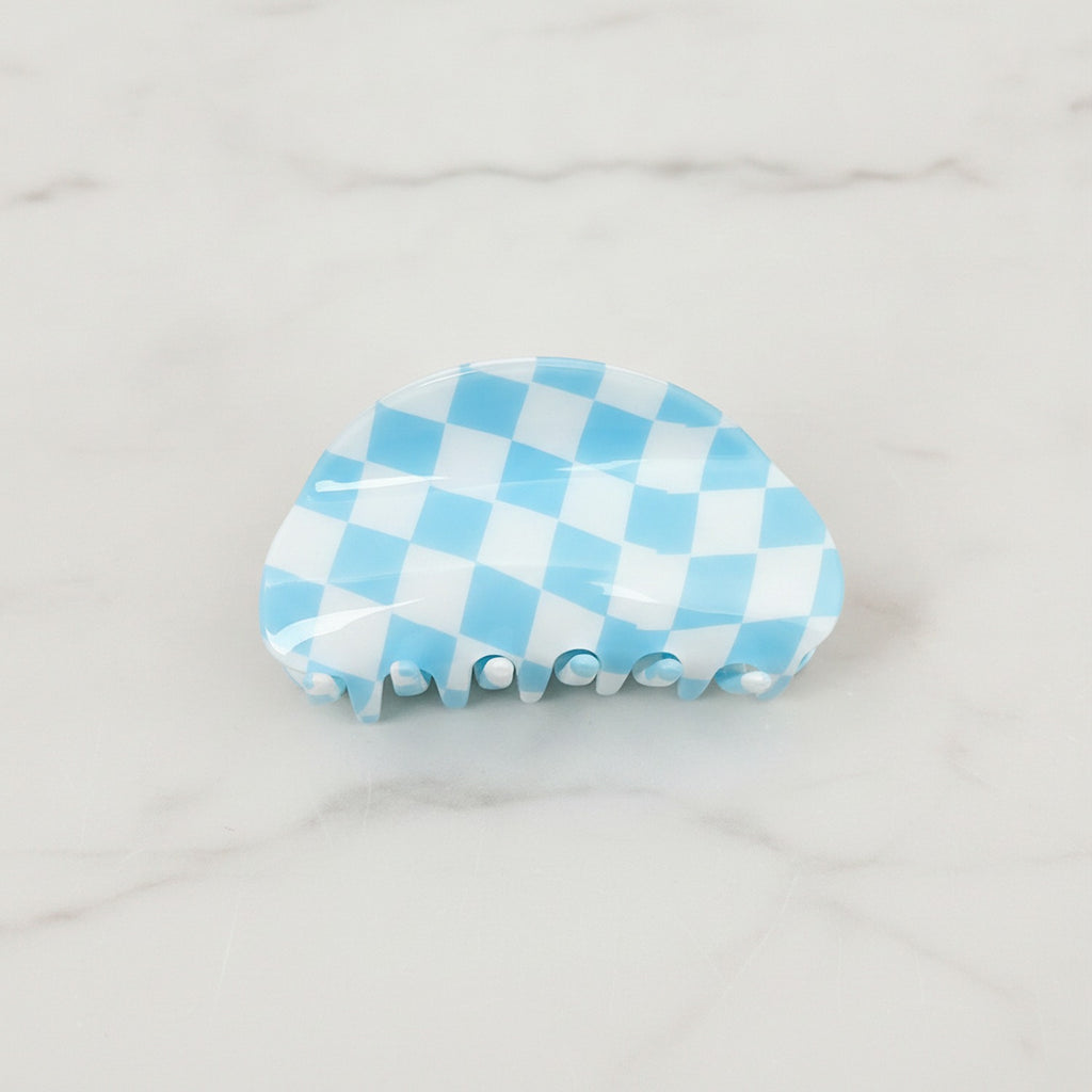 Hair Claws Multi-Pack Set - Blue & White Plaid 8.5cm