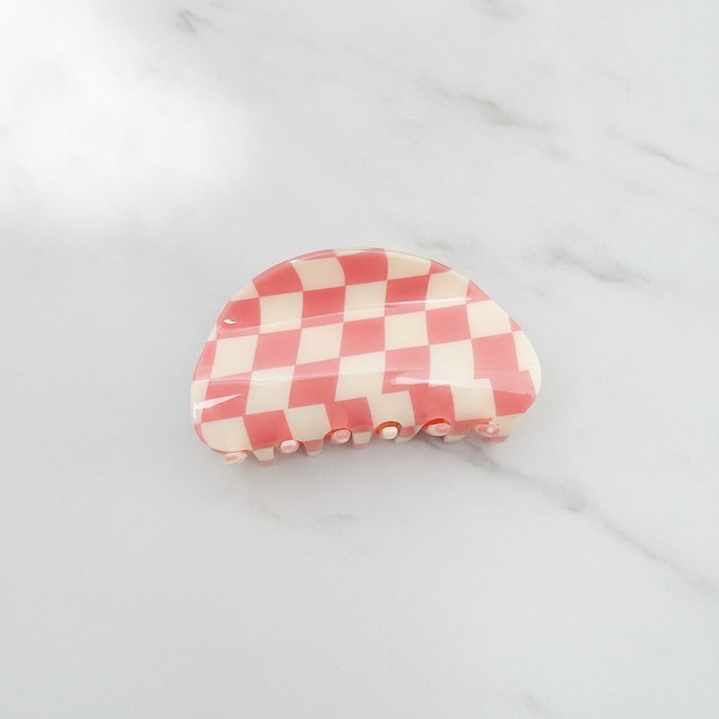 Hair Claws Multi-Pack Set - Pink Grid 8.5cm