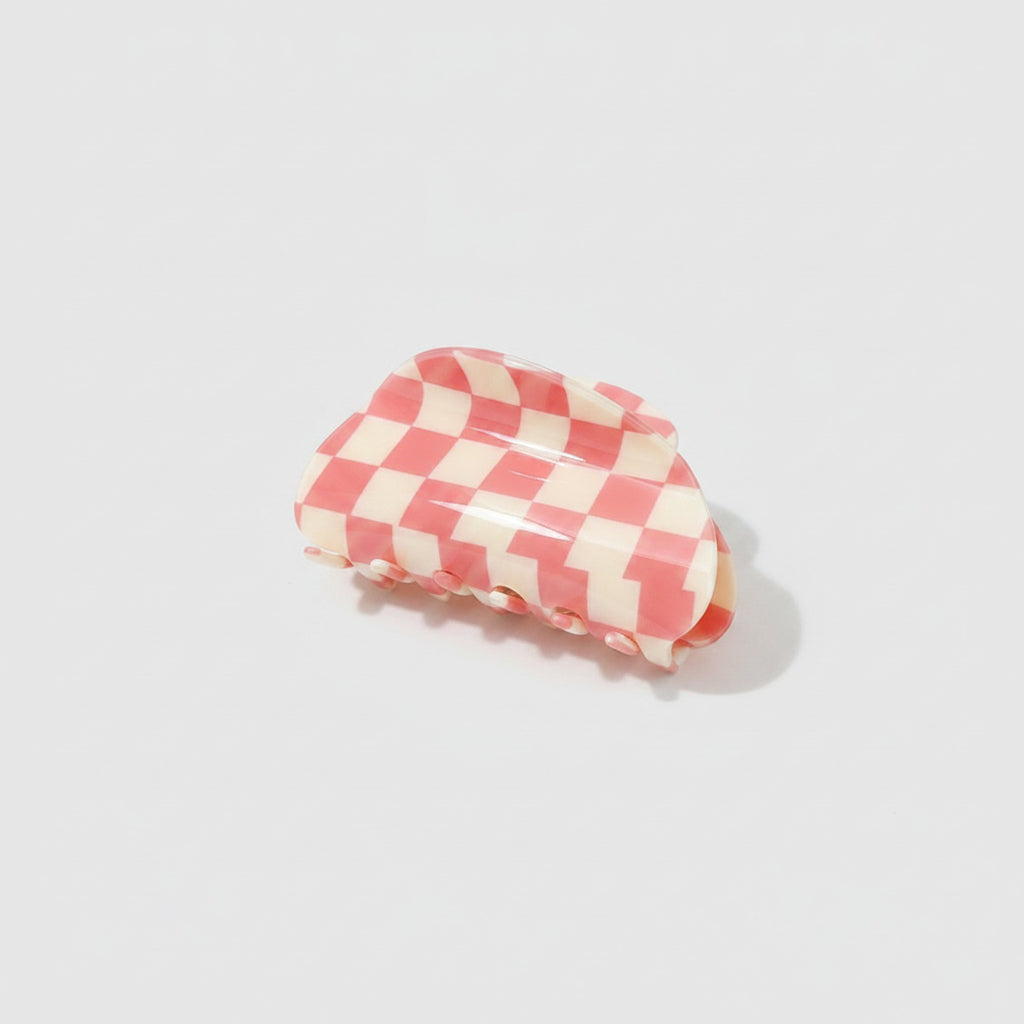 Hair Claws - Pink Grid 8.5cm – hair accessories (view 1)