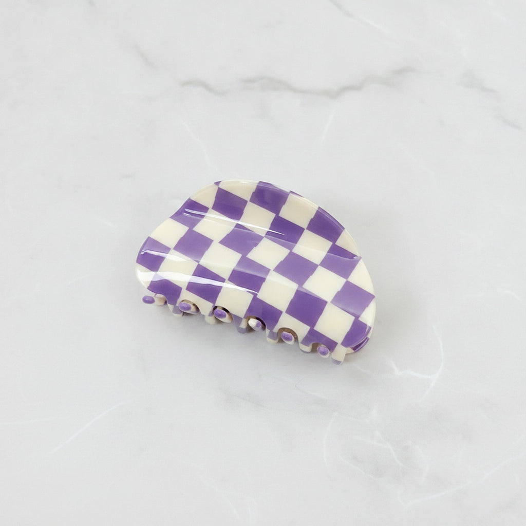 Hair Claws Multi-Pack Set - Purple Grid 8.5cm