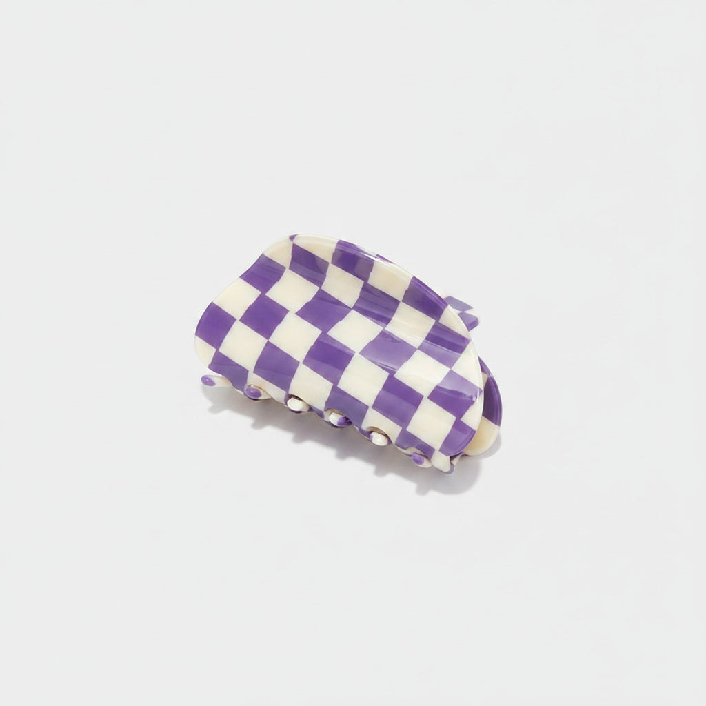 Hair Claws - Purple Grid 8.5cm – hair accessories (view 1)