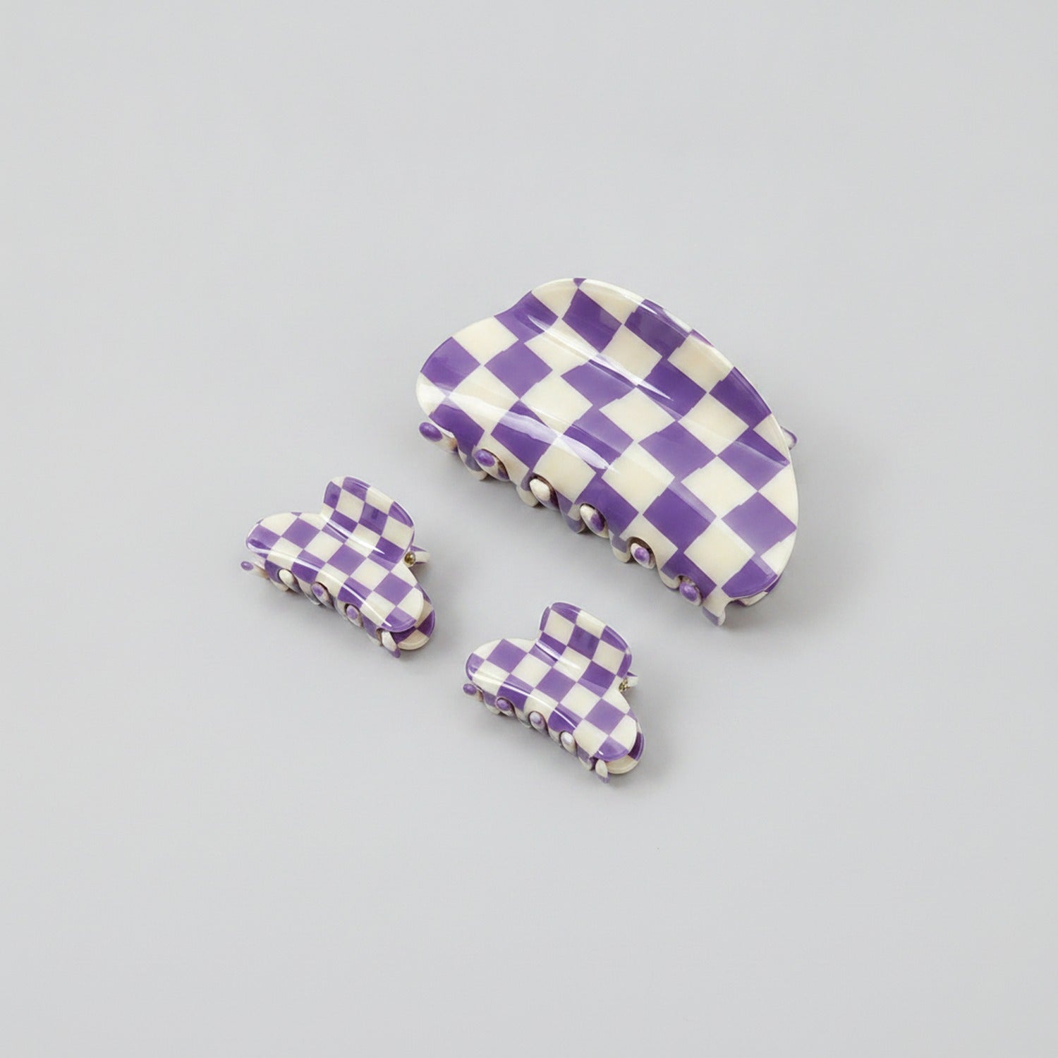 Hair Claws Multi-Pack Set - Purple Grid 8.5cm