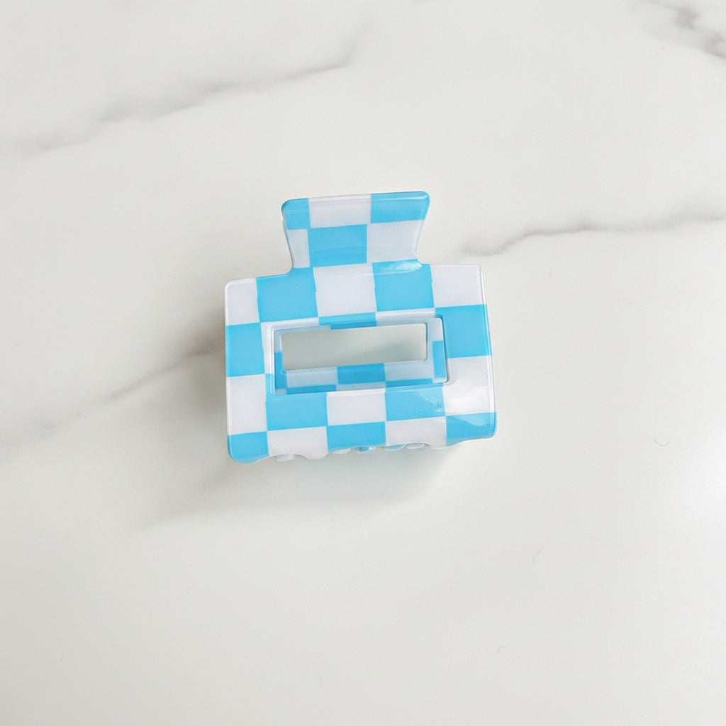 Hair Claws Colorblock Set Pack - Blue White Stripe 5cm