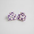 Hair Claws Colorblock Set Pack - Purple Plaid 5cm