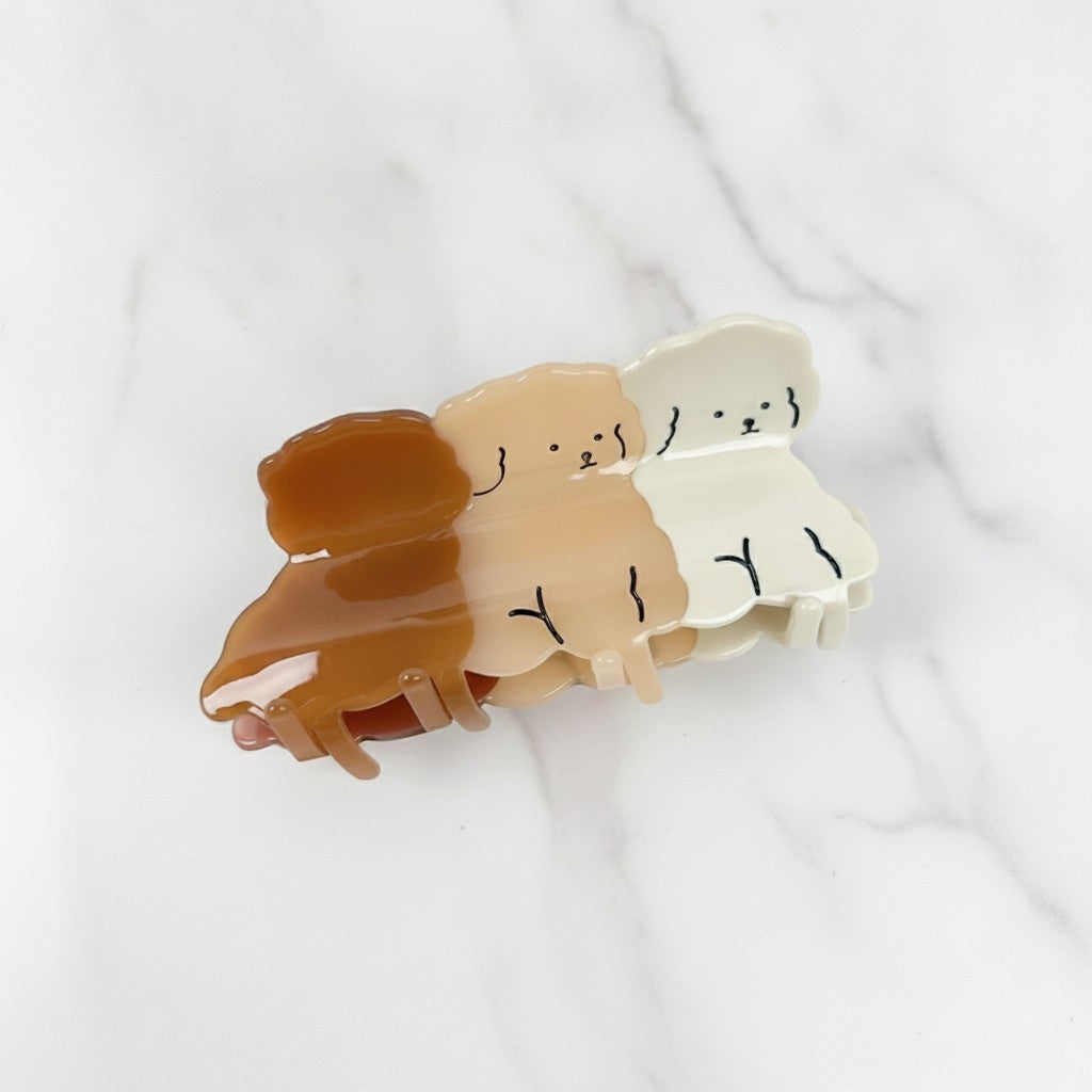 Cute Puppy Dog Hair Claw Clips Set