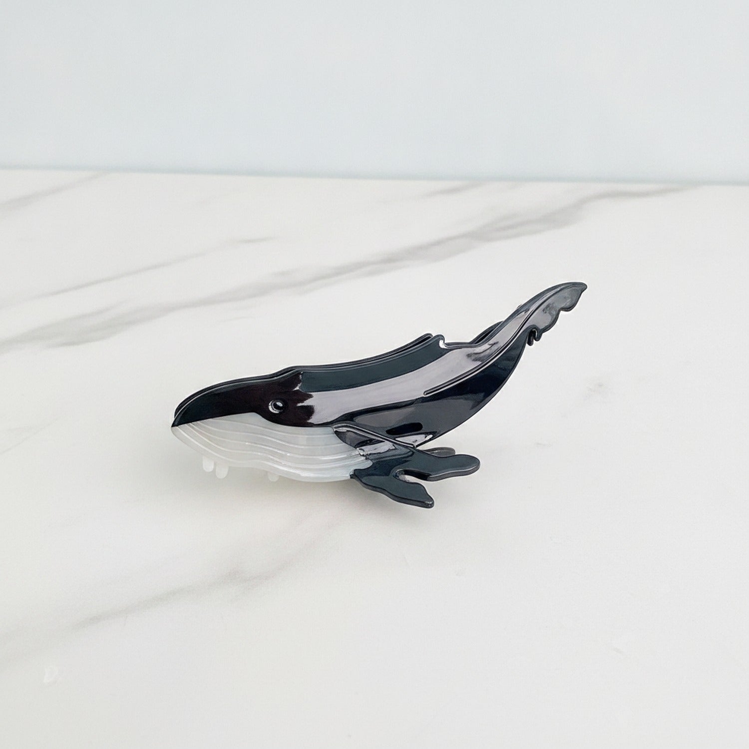Whale Black White Enamel Hair Claw