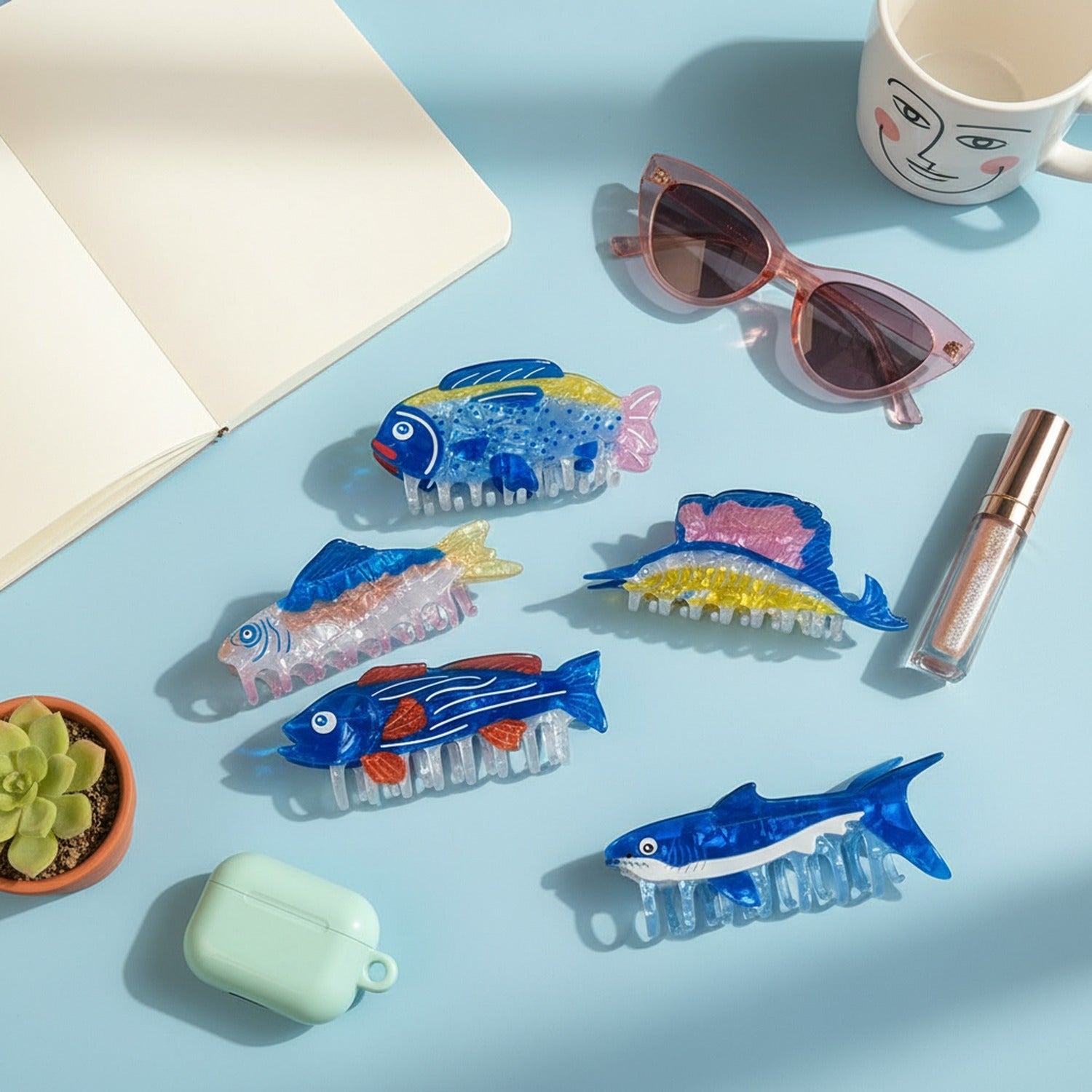 Fish-Shaped Acrylic Hair Claws Set