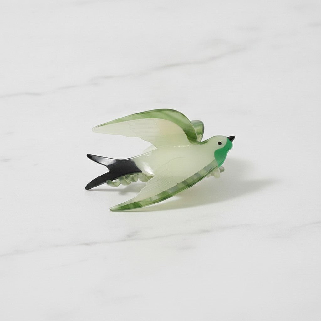 Glass Hummingbird Hair Claw Clip - Green – hair accessories (view 3)