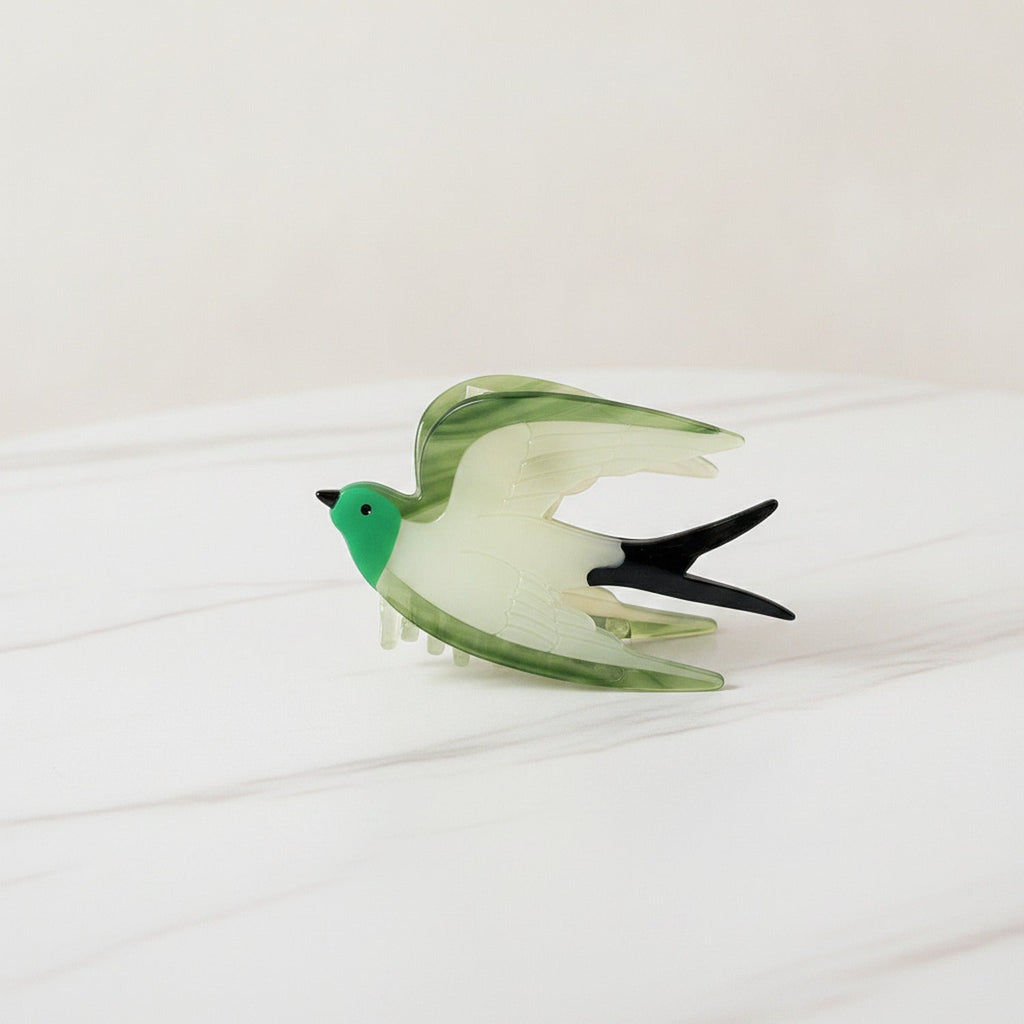 Glass Hummingbird Hair Claw Clip - Green