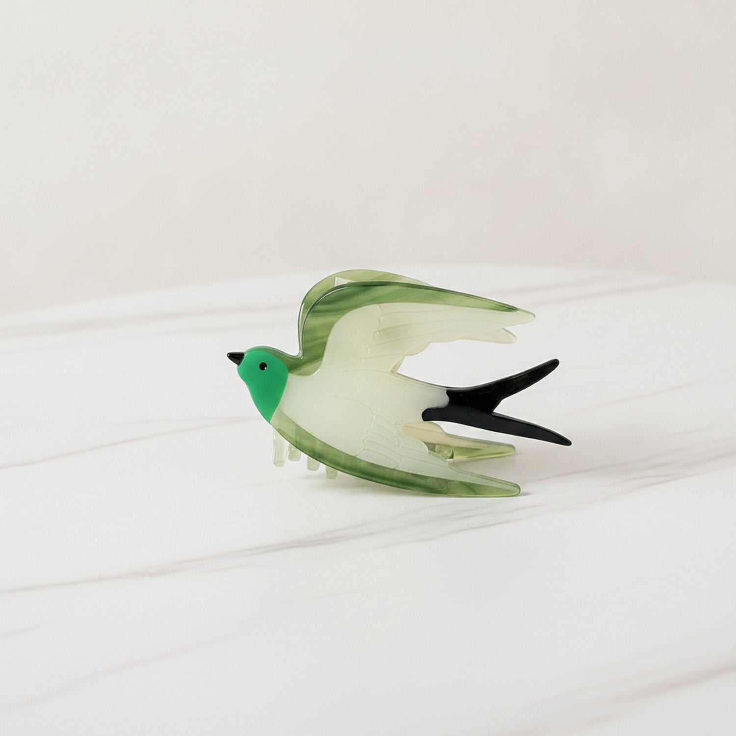 Glass Hummingbird Hair Claw Clip - Green