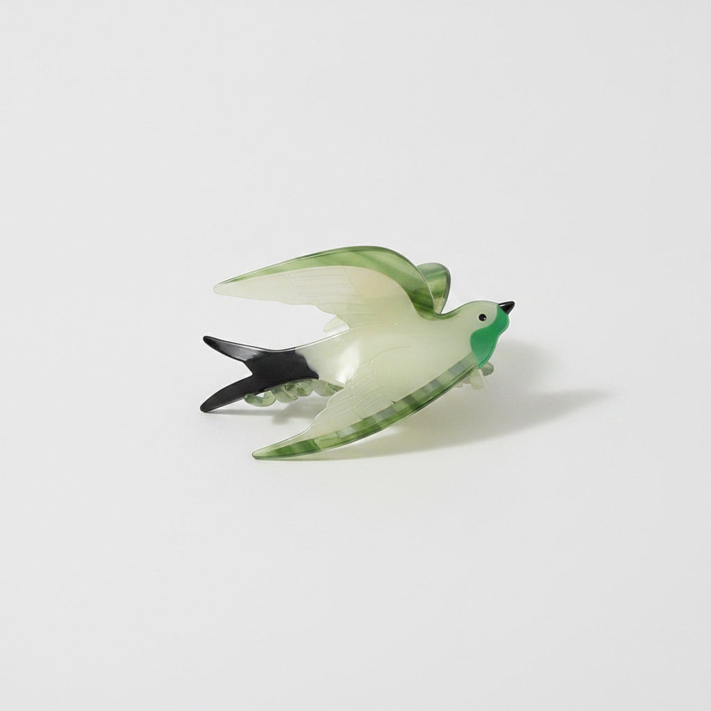 Glass Hummingbird Hair Claw Clip - Green