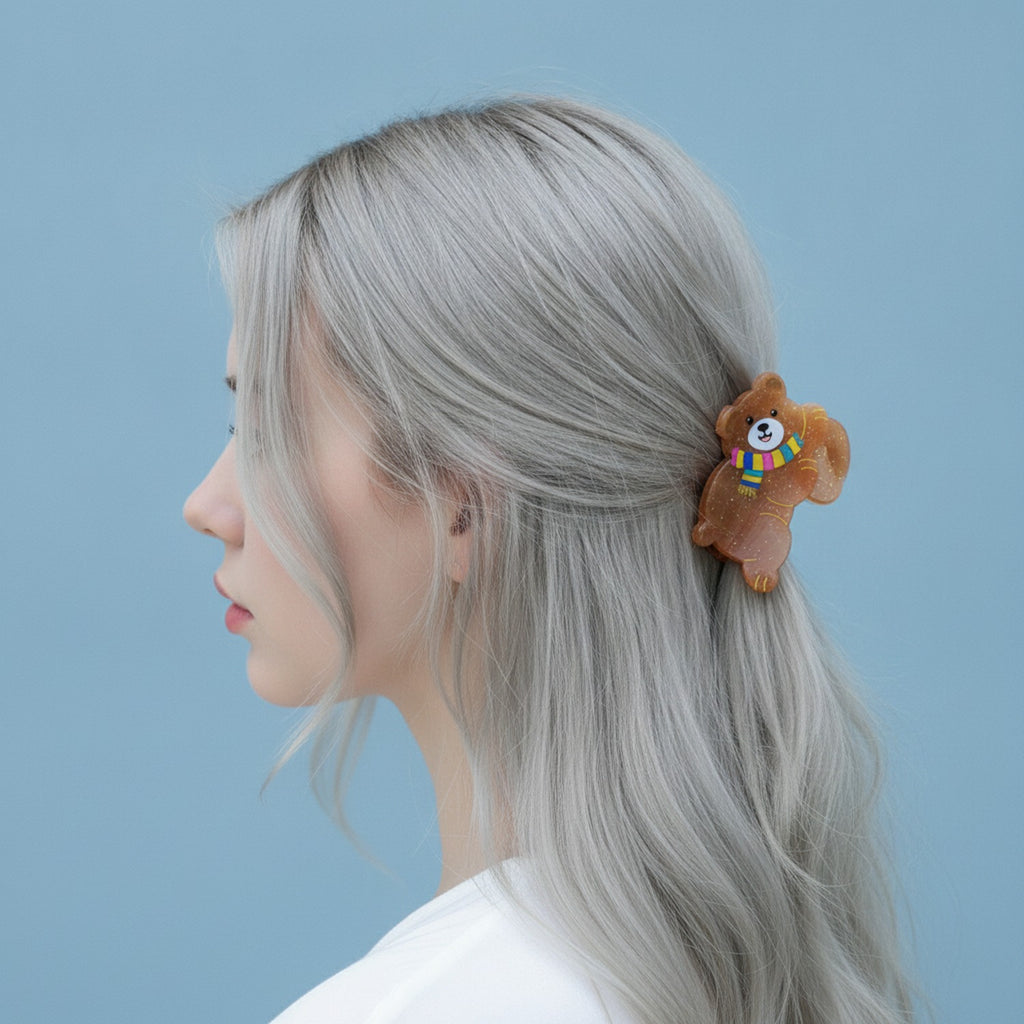 Brown Bear Scarf Hair Claw Clip – hair accessories (view 3)