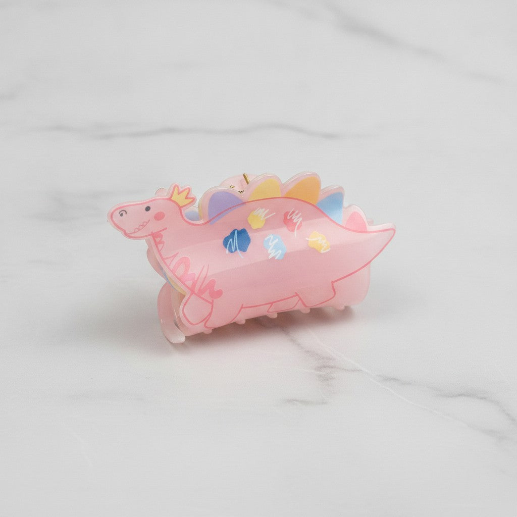 Pink Dinosaur Hair Claw With Colorful Spikes – hair accessories (view 3)