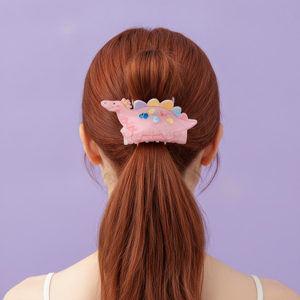 Pink Dinosaur Hair Claw With Colorful Spikes – hair accessories (view 2)