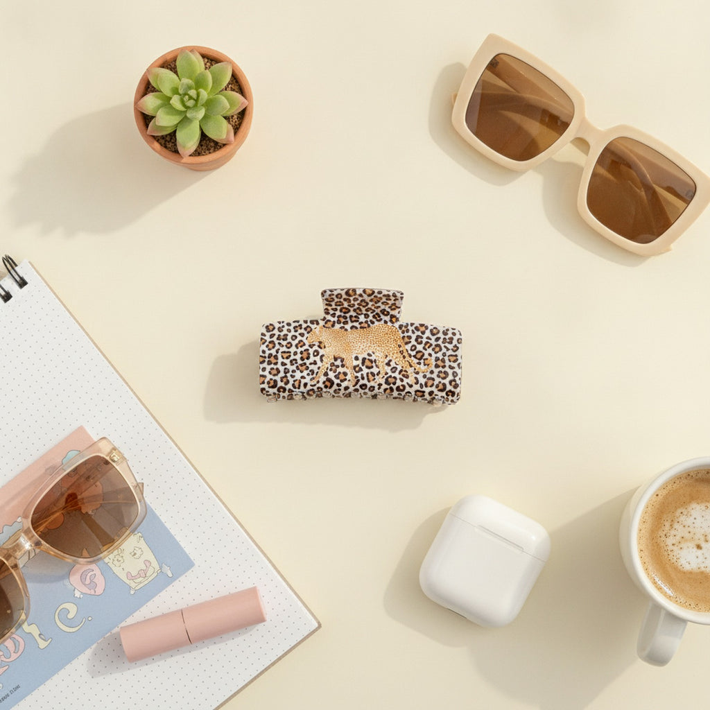 Leopard Print Hair Claw Clips Set – hair accessories (view 2)