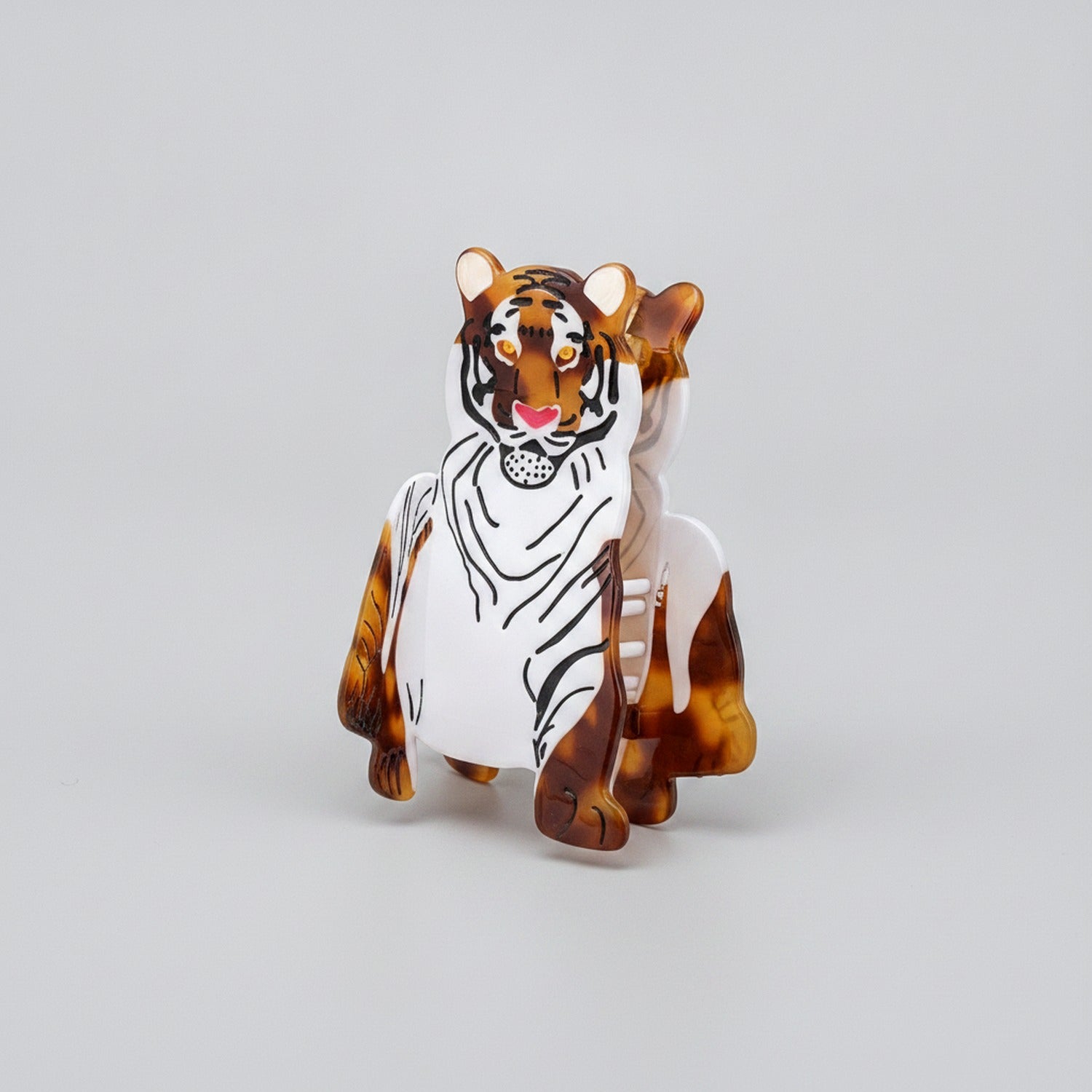 Tiger Animal Claw Hair Clip - White Brown Tiger