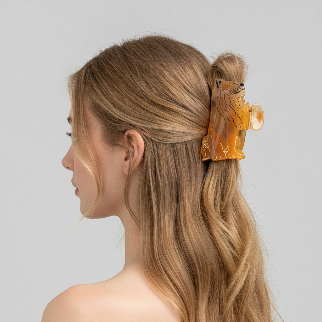 Lion Head Hair Claw Clip Gold – hair accessories (view 2)