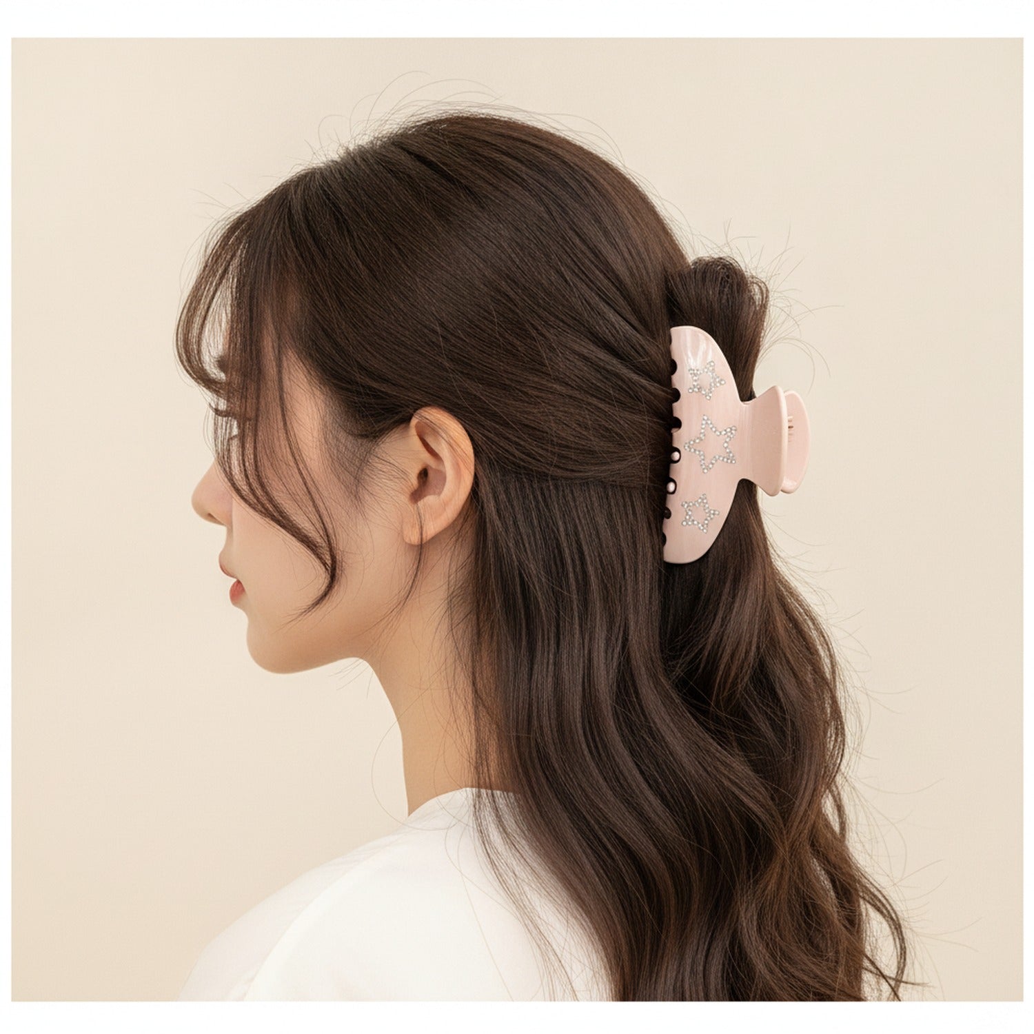 Rhinestone Star Hair Claw Clip - Pink